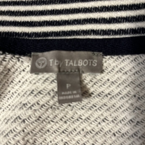 Talbots zip up jacket. Navy/white stripe. Sz SP - Picture 4 of 8
